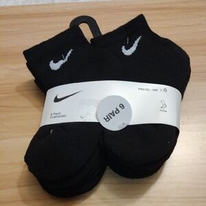 Nike Boys Black Ankle Socks - 6 Pair YTH 7C-10C 🆕